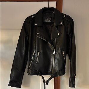 Levi's Black Belted Leather Moto Jacket